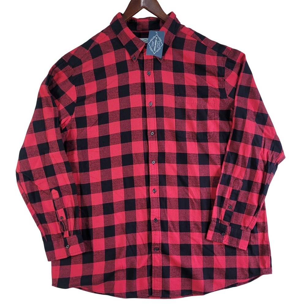 NEW St. John's Bay Flannel Shirt Men's 2XLT Lumberjack Plaid Super Soft Cotton